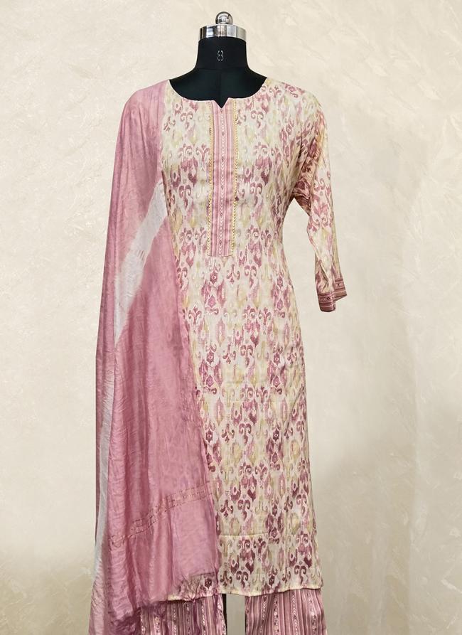 Pink Pure Cotton Traditional Wear Printed Readymade Salwar Suit